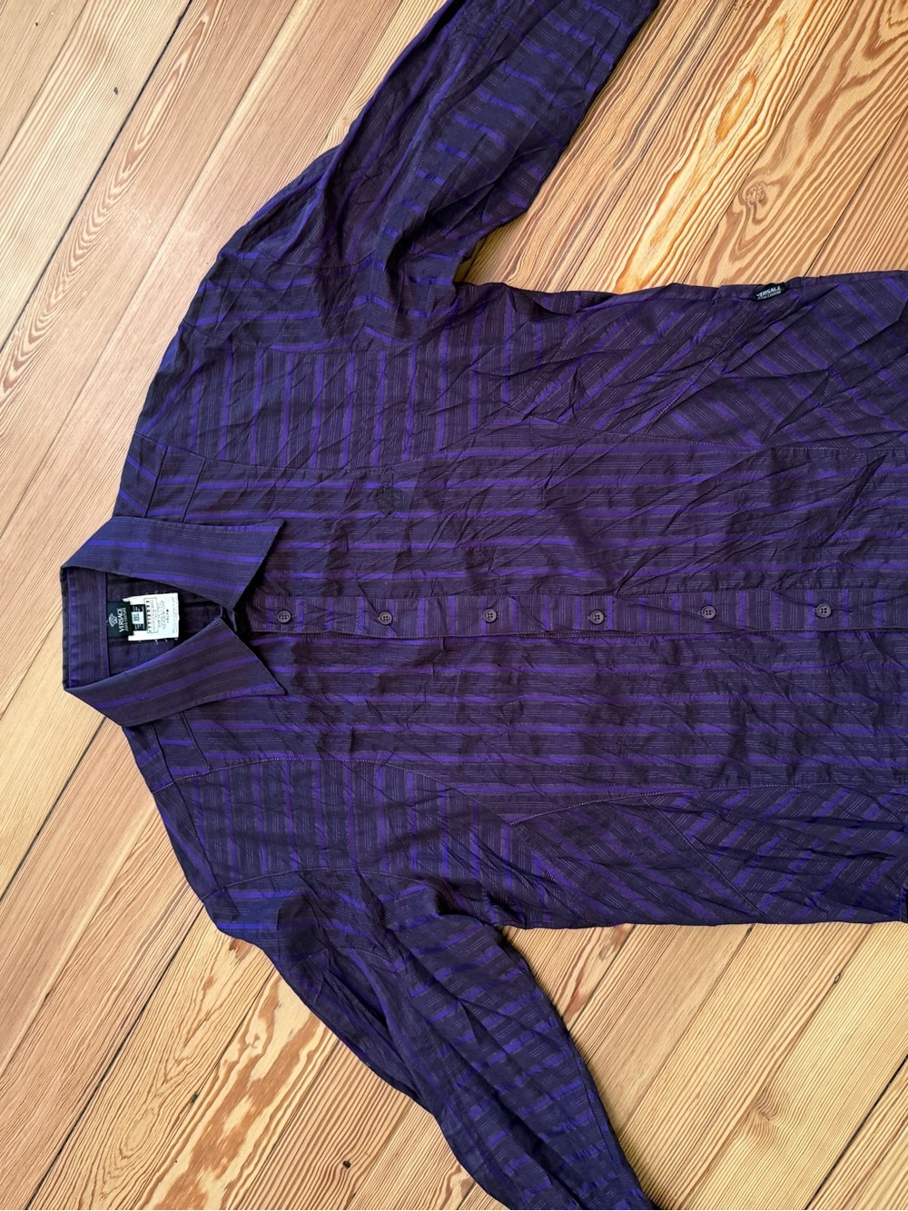 Versace Jeans Collection Purple Striped Button-Down Shirt